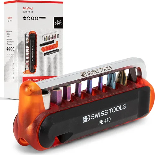 Vista 9 de PB Swiss Tools Bike Multitool PB 470 100% fabricado en Suiza, herramienta de bolsillo con brocas, llave Allen, adaptador de acero, palanca