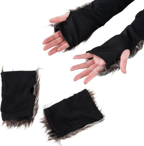 Vista 4 de Tigerdoe Juego de orejas y cola, disfraz de lobo, diadema de orejas de lobo, accesorios de disfraz de animales, Disfraz de lobo