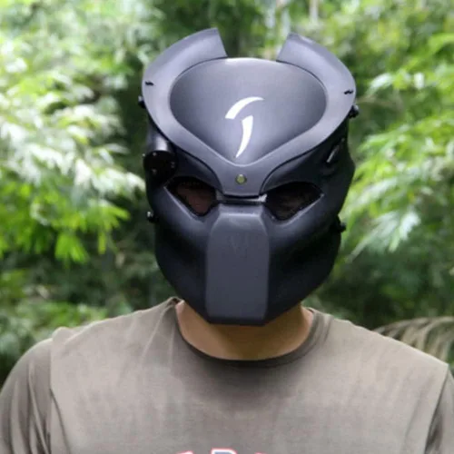 Vista 4 de Máscara de cosplay de Predator de resina para juego, película, Halloween, accesorios de disfraz para fiesta Negro