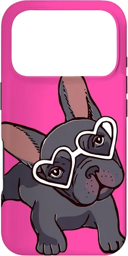 Vista 30 de iPhone 16 Francés Bulldog Francés Perro Cachorro Lindo Perro Perro Gafas Caso Mascota