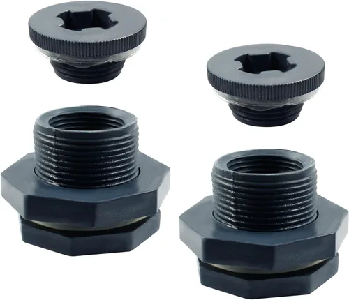 Vista 10 de 2 piezas Accesorio de Mamparo de PVC NPT1, Conector de Tanque de Agua de Plástico de 1 Pulgada Roscado Pasante, Accesorios de Tubería Pasante