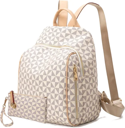 Vista 13 de Mochila Monedero para Mujer de Cuero Anti-robo Grande de Diseñador de Moda Mochila de Viaje Bolsa Mochila para Hombre Bolsas de Hombro, A-Marrón