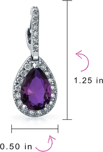 Vista 4 de Juego de joyas nupciales de 7 a 15 quilates, estilo vintage, halo de circonita cúbica AAA, circonita cúbica, aretes de gota a presión, lágrima
