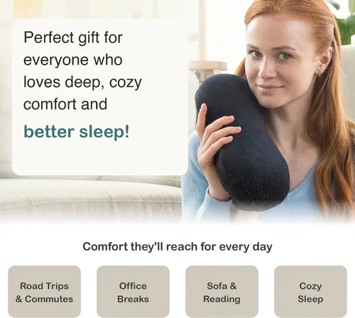 Vista 8 de Almohada para el cuello del automóvil para conducir, almohada de espuma viscoelástica para reposacabezas con correa ajustable de 14 pulgadas, funda