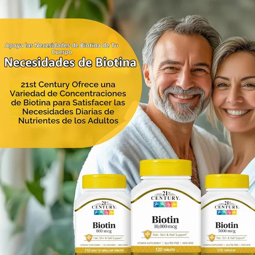 Vista 7 de 21st Century Tabletas de biotina, 10,000 mcg, sin sabor 120