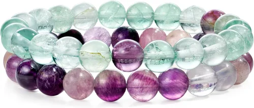 Vista 18 de Bivei - Pulsera elástica de cuentas redondas de cristales curativos semipreciosos naturales, hecha a mano, rellenadores de regalo para mujeres Ágata