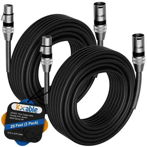 Vista 16 de Cables de micrófono XLR (1 pie, paquete de 2), cable de micrófono balanceado XLR macho a hembra, cordón de altavoz blindado de 3 pines, conectores