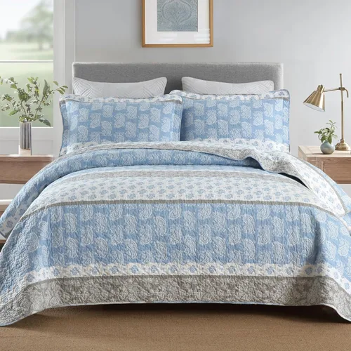 Vista 9 de Edredones Amarillos Tamaño Queen, Juego de Ropa de Cama de Algodón, Edredón Amarillo Gris Blanco, Ropa de Cama Rayada Tamaño Queen, Edredón de Lujo