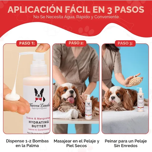 Vista 4 de Warren London Mantequilla Hidratante Acondicionador Sin Enjuague para Mascotas para Perros Loción para Piel y Pelaje Acondicionador de Aloe