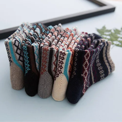 Vista 5 de 5 Pack Womens Wool Socks Winter Warm Socks Thick Knit Cabin Cozy Crew Soft Socks Gifts for Women