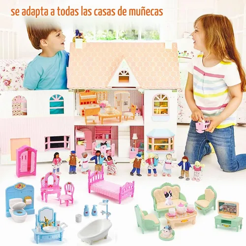 Vista 7 de HAPGFS Set de 45 piezas de muebles de casa de muñecas, accesorios para juego de simulación, dormitorio, sala de estar, baño, cocina, muebles mini
