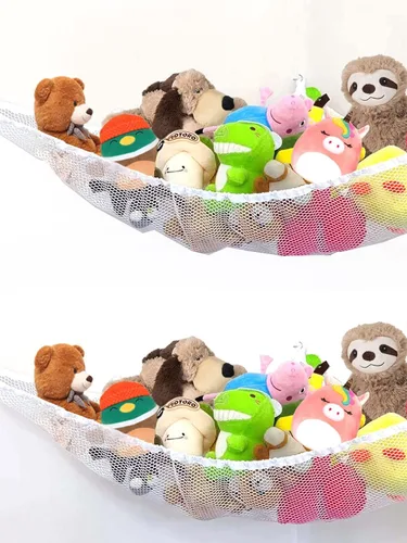 Vista 7 de PLS - Organizador de almacenamiento de juguetes colgantes, red de juguetes de animales para dormitorios de niños, sala de juegos y organización