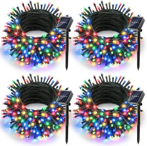 Vista 9 de Joomer Luces solares de Navidad para exteriores, paquete de 2 unidades en total de 144 pies, 400 LED, 8 modos, impermeables, luces solares de Blanco