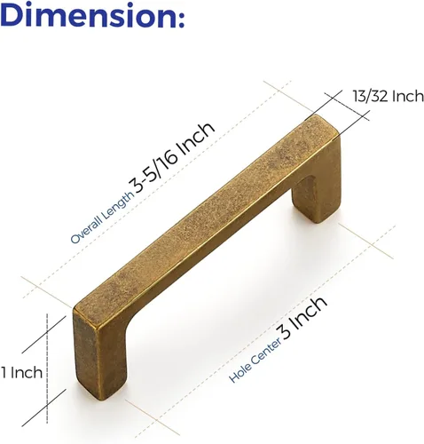 Vista 3 de Ravinte Antique Brass Kitchen Cabinet Solid Handles,3 Inch,5 Pack
