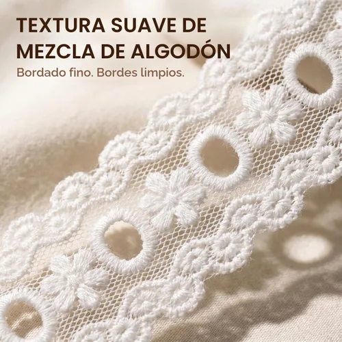 Vista 5 de Ribete de encaje de algodón con ojales blancos, cinta de red de algodón de 3 yardas, cinta de borde de encaje de 1.260 in de ancho, adornos de tela