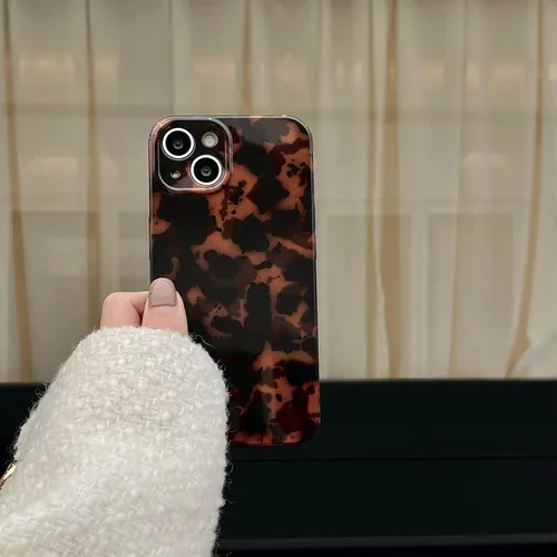 Vista 3 de Funda Compatible con iPhone 11, Caparazón de Tortuga Marrón Ámbar con Estampado de Leopardo Cubierta Retro Chic Elegante Clásica Linda Protectora