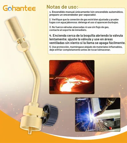 Vista 2 de Cabezal de antorcha de propano de llama de latón con versión de latón