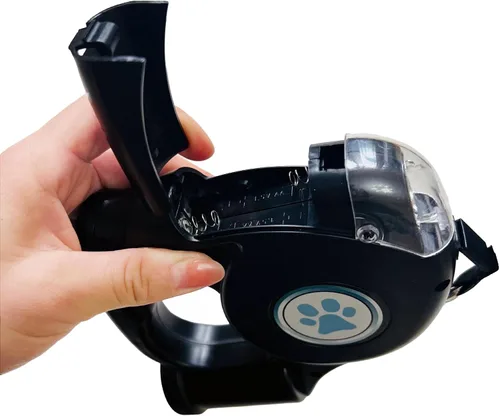 Vista 5 de JEBBLAS Correas retráctiles mejoradas para perros con linterna y dispensador de bolsas de desechos 3 en 1, correa automática de 15 pies para pasear