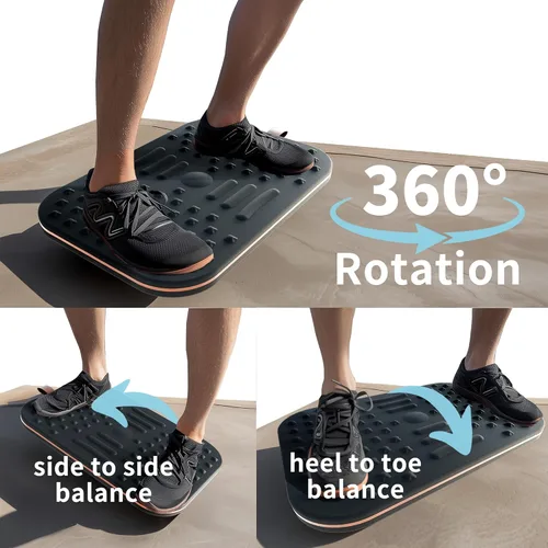 Vista 3 de Tabla de equilibrio para escritorio de pie, tabla de oscilación doble cara de 2 en 1 y estera antifatiga para estar de pie, entrenador de equilibrio