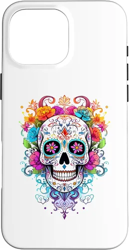 Vista 19 de Halloween Sugar Skull Flower Calavera Dia De Los Muertos Case for iPhone 17
