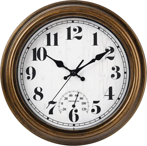 Vista 15 de 45 Min - Reloj de pared para interiores y exteriores, 12 pulgadas, estilo retro, 03 12 plata