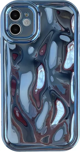 Vista 16 de Caseative Funda para iPhone 11, color negro Galjanoplastia de cromo suave de la burbuja del meteorito de la onda de la ondulación