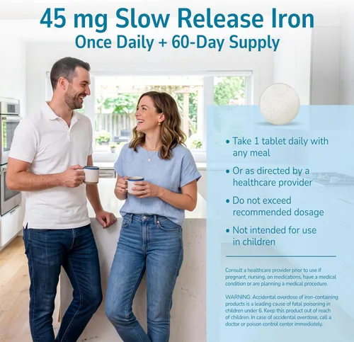 Vista 6 de Tabletas de liberación lenta de hierro 21st Century. , B005LEMT1I, 1, 1 High-Potency Ferrous Sulfate, Compare VS. Slow FE® & Healthy Red Blood