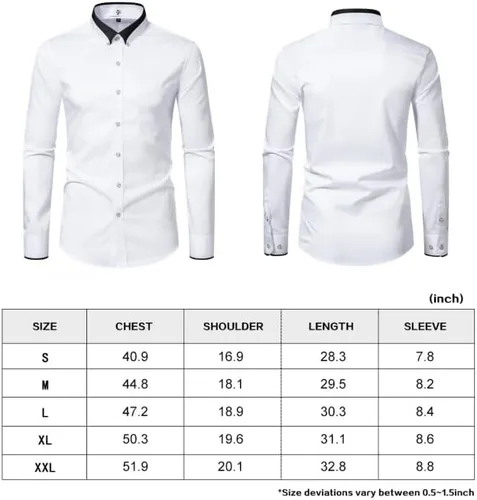 Vista 6 de SIR7 Camisa de vestir para hombre, ajuste regular, casual, de manga larga, sin arrugas, elástica, con bolsillo