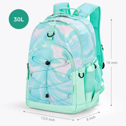 Vista 2 de Choco Mocha Mochila escolar para adolescentes y niños de 18 pulgadas, verde, turquesa (Teal-Green), Classic