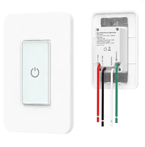 Vista 9 de Nexete Interruptor de luz inteligente, interruptor táctil de un solo polo Wi-Fi de 2.4 GHz, control de voz con temporizador y aplicación Smart Life