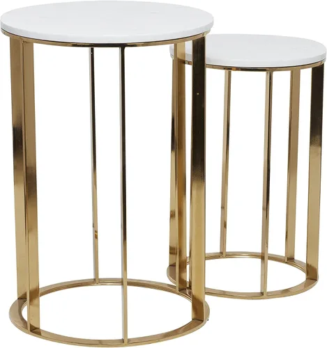 Vista 12 de Deco 79 Mesa auxiliar de metal con parte superior de mármol, juego de 2 mesas auxiliares de 24 pulgadas, 20 pulgadas de alto, dorado