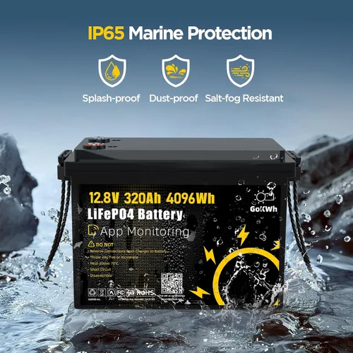 Vista 6 de Batería LiFePO4 de motor de arrastre de 12 V 320 Ah, batería de ciclo profundo de 12 V BMS de 200 A integrada, batería de litio Bluetooth, hasta