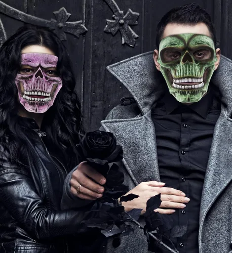 Vista 7 de Máscara de esqueleto, disfraz de calavera Steampunk, accesorio de disfraz de cara completa para Halloween, fiestas y eventos de terror