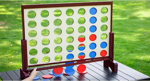 Vista 6 de Juego gigante 4 en fila para exteriores e interiores Juego de madera cuatro en una fila Jumbo para adultos y niños, juegos de patio Diversión