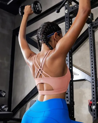 Vista 55 de Brasieres deportivos para mujer, con relleno, tipo camiseta sin mangas, sexis, con espalda cruzada, de alto impacto, largos, ideales para practicar