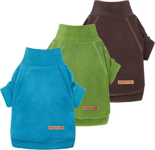 Vista 14 de Fitwarm Paquete de 3 suéteres clásicos de forro polar para perro, ropa de invierno para perros pequeños y niñas, sudadera de cuello alto para perro