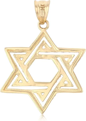 Vista 2 de Ioka - Colgante mediano con dije de estrella de David de oro de dos tonos de 14 quilates para collar o cadena, Metal