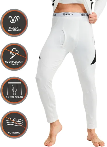 Vista 3 de CL convallaria Conjunto de ropa interior térmica para hombre con bragueta, capa base larga para invierno, equipo de caza, parte superior e inferior