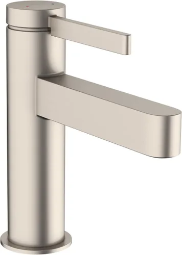 Vista 2 de hansgrohe Finoris 76010341 - Grifo moderno para lavabo de baño de 1 manija y 1 orificio de 5 pulgadas de alto, cromo negro cepillado Cromo cepillado