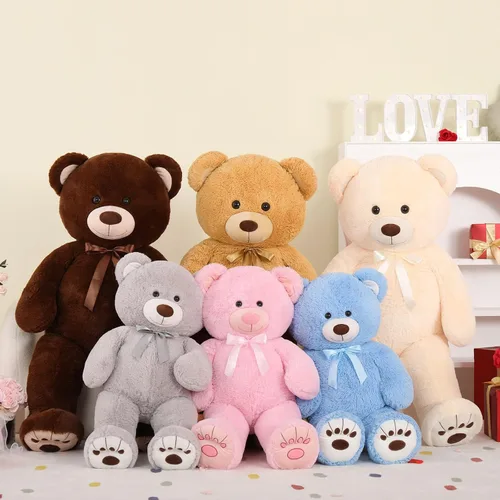 Vista 6 de MorisMos Oso de Peluche Azul Gigante, Peluche Grande de 36 pulgadas para Baby Shower, Oso de Tamaño Real para Niños, Niñas, Novia en Cumpleaños, San