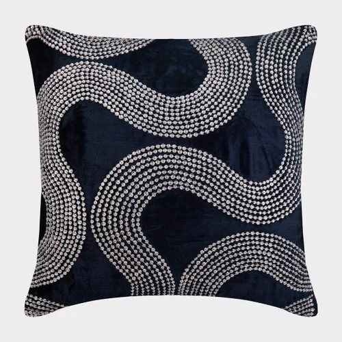 Vista 7 de The HomeCentric Fundas de almohada decorativas azules de 12 x 12 pulgadas (11.8 x 11.8 in), acolchadas de jacquard y almohadas bordadas para sofá