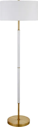 Vista 12 de Henn&Hart Lámpara de mesa moderna de 2 tonos de 25 pulgadas con pantalla de tambor de tela blanca para sala de estar, dormitorio u oficina, roble