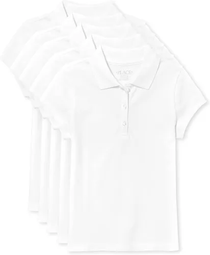 Vista 6 de The Children's Place Girls' Short Sleeve Ruffle Pique Polo, 5 Pack Daybreak