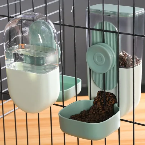 Vista 5 de Dispensador de agua colgante para alimentos, dispensador automático de agua para gatos y mascotas, juego de dispensador de agua para jaula