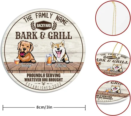 Vista 2 de SILYHEART Christmas Acrylic Ornaments Golden Retriever & Shiba Inu Christmas Sublimation Ornaments Family Dog Name Funny Dogs Live Here Car Hanging