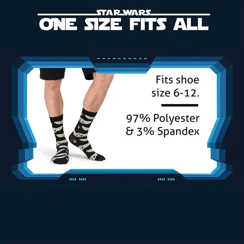 Vista 6 de Hyp Calcetines Baby Yoda Star Wars Mandalorian The Child Grogu para hombres mujeres y adultos 4 pares de calcetines en caja de regalo de Star Wars