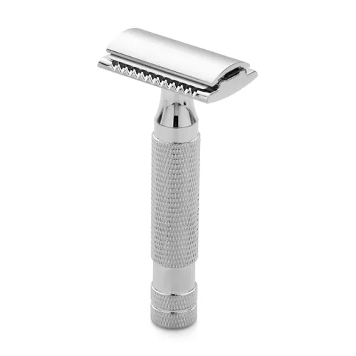 Vista 2 de Maquinilla de afeitar de seguridad grabada de doble filo personalizada resistente para hombres, 5 cuchillas incluidas