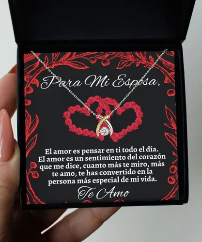 Vista 5 de Regalo para esposa con cruz de amor original para Navidad o aniversario, collar de cadena para mujer