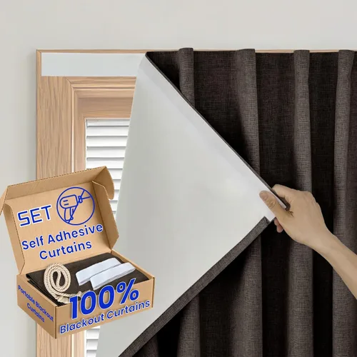 Vista 9 de Cortina opaca adhesiva, tratamiento completo de ventana de oscuridad para oficina en casa
