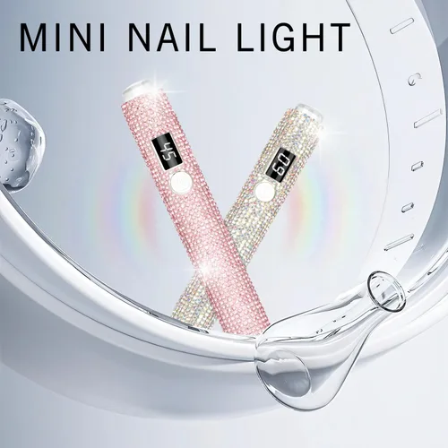 Vista 7 de Luz UV de mano para uñas de gel, lámpara de uñas UV con purpurina, mini lámpara de uñas de gel portátil inalámbrica para curado rápido, secador